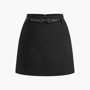 NWT Commense Black Mini Skirt XS Minimalist NO BELT